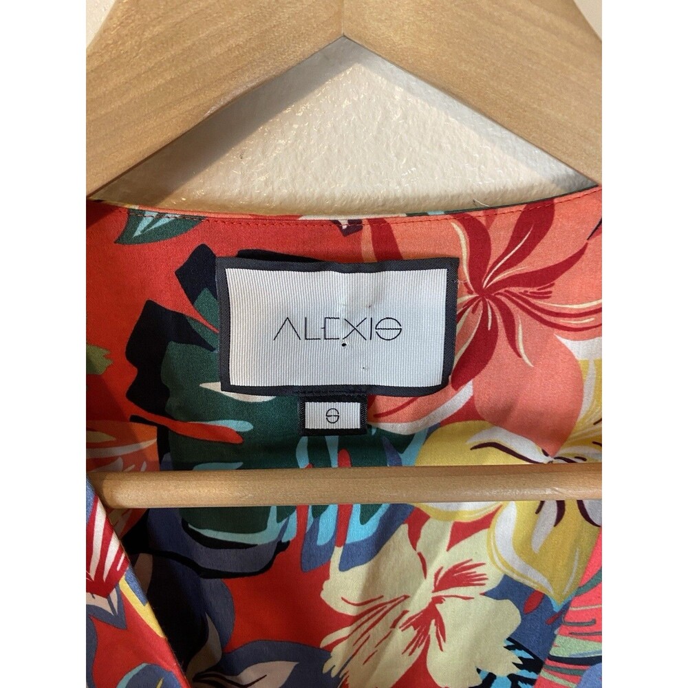 Alexis S Janna Dress Maxi Floral Calipso Red Resort Garden Party Wrap A-Line - Picture 4 of 5